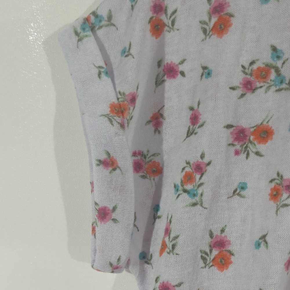 Pastels Floral V-Neck Blouse with Tie-Front - Picture 5 of 6